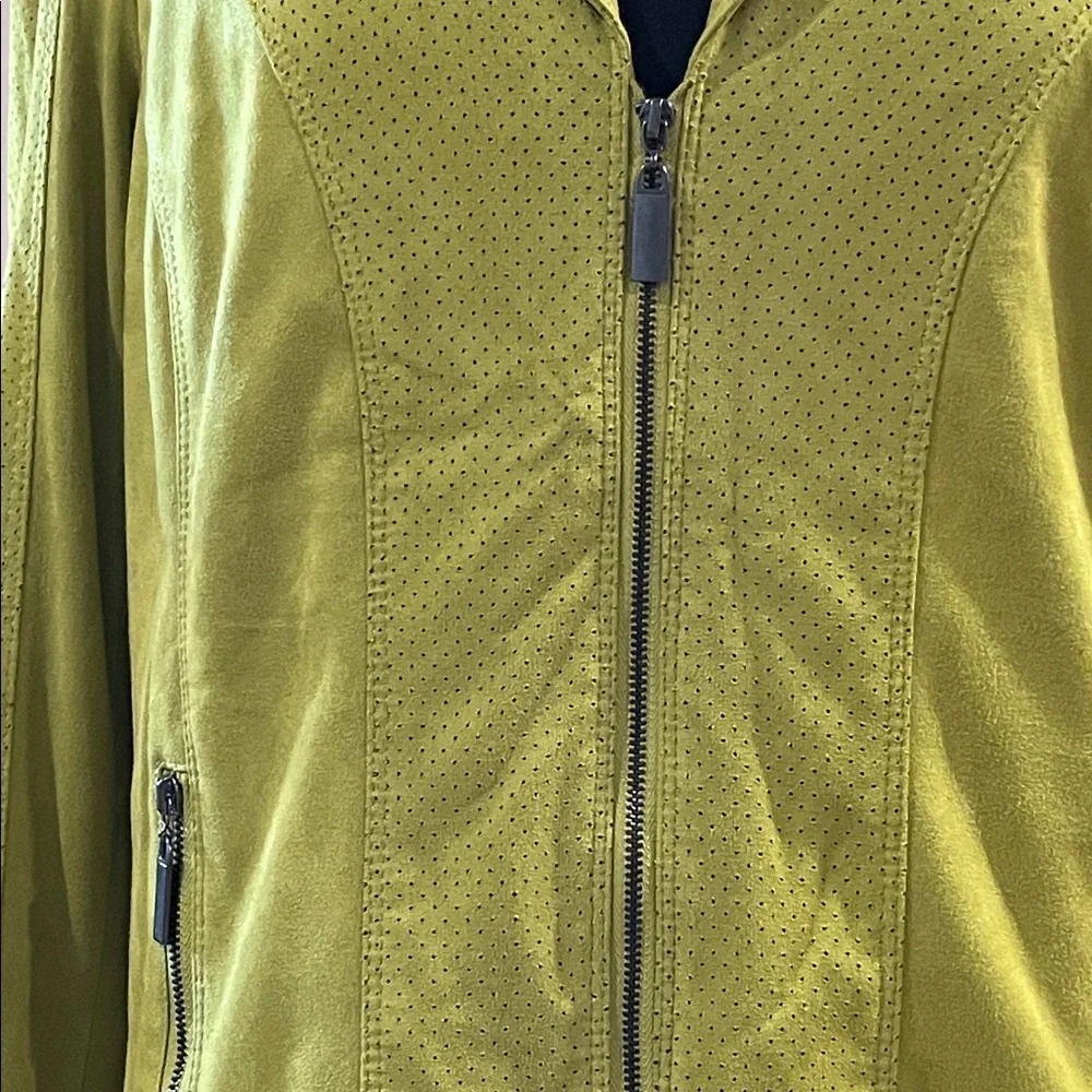 Conrad C Collection LIME Green SOFT FAUX SUEDE ZIP FRONT JACKET SIZE 12